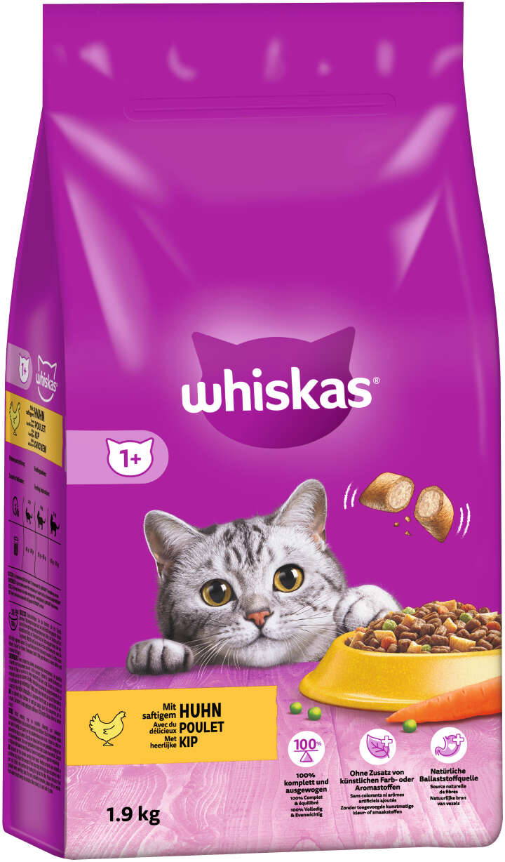 whiskas Katzen-Trockenfutter 1+ mit Huhn